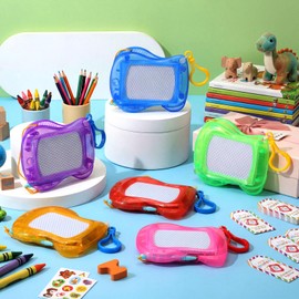 Fuyoooo 24 Set End of The Year Gifts for Kids Classroom Bulk Mini Magnetic Drawing Board Backpack Keychain Clip Erasable Doodle Writing Pad with Tag Ribbon for Birthday Sunday School Graduation Gifts