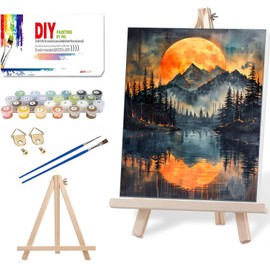 Smoky Mountains Paint by Numbers Kit for Adults Beginner with Easel,Easy Adult Paint by Number Kits on Canvas DIY Painting for Beginners Art by Numbers for Home Wall Decor with Nice Box 10x12 Inch