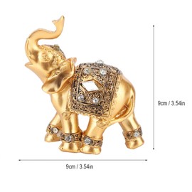 Elephant Statue, Feng Shui Lucky Elephant Figurine,Golden Elegant Elephant Sculpture Wealth Lucky Figurine,Small Resin Home Decoration Wealth Figurine