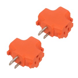 GOMEN 3-Outlet Grounding Adapter, Heavy Duty 3 Way Plug Adapter, ETL Listed Grounded Power Tap, 3 Prong Outlet Splitter (Orange, 2 Pack)