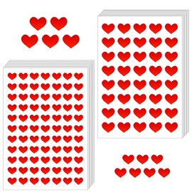 BLMHTWO 1404 Red Heart Stickers, Copperplate Paper, Reusable, Self-Adhesive, 2 Sizes for Scrapbooking, Decorating, Gift Bags, Invitations, Kids Party