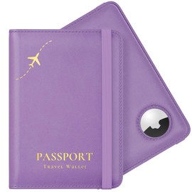 Passport Holder Airtag Wallet Stouchi UK Passport Cover with RFID Blocking Protector PU Leather Travel Wallet Case Organiser Document Holder for Men&Women Passport,Business Card,Boarding Passe(Violet)