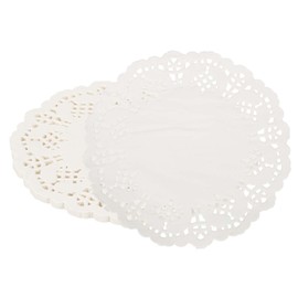 YELARXI Paper Doilies, 4.5 Inch White Lace Doilies Round Disposable Decorative Placemats Hollow Flower for Cakes Desserts Food Crafts Parties Birthday Tableware Decoration (50 Pack, White)