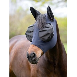 LeMieux Bug Relief Half Mask - Fly Mask - UV Protection - Pull On - Breathable - Navy - Large