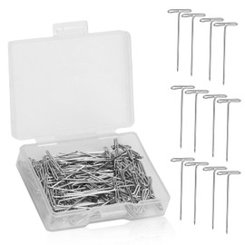T Pins, 100 Pack 1 inch T Shape Sewing Pins for Blocking Knitting, Wig Pins Stainless Steel Push Pin Kit with Clear Box for Mannequin Head, Sewing, Crocheting and Modelling