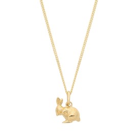 Old English Jewellers 9ct Yellow Gold on Silver Bunny Rabbit Pendant Necklace 16 18 20 inch chain (18)