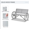 Rustic 2 Person Wagon Wheel Bench Grey Patio Outdoor Furniturecolor: