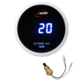 RACETECH 52mm (2-1/16") Electrical Intake Air Temp (IAT) Gauge - Digital Blue LED Fahrenheit Display - Includes 3/8NPT Sensor - for Car Automotive Marine