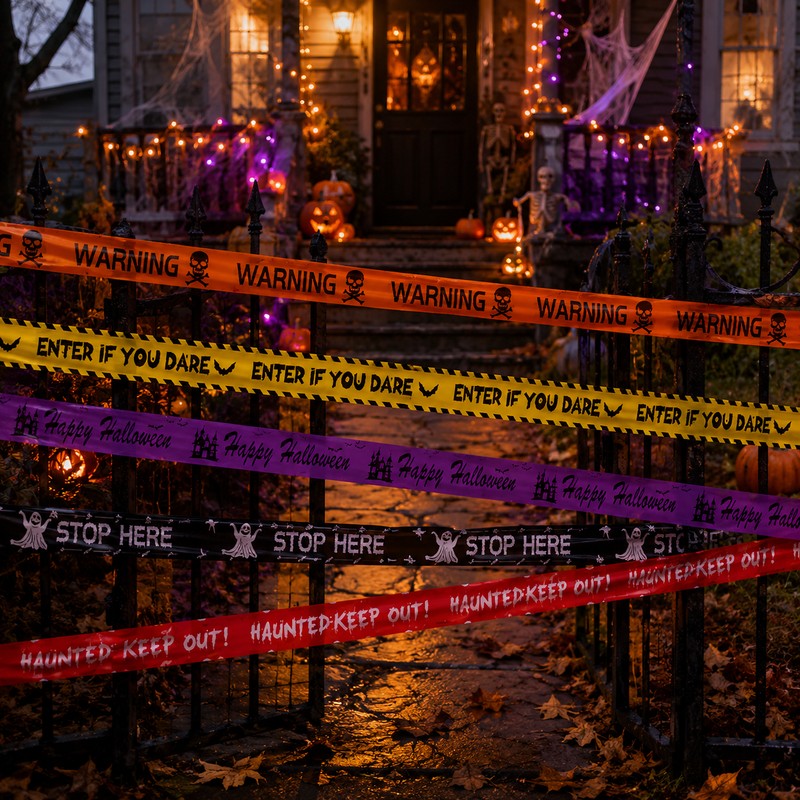 Happy Halloween Outdoor Banner – Pumpkin & Bat Polyester Backdrop