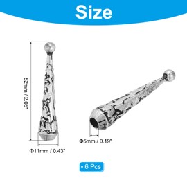 PATIKIL Bolo Tie Tips, 6Pcs 2 Inch Long Alloy Bolo Tie Supplies Replacement Cord End Caps 5.5mm Diameter for DIY Crafts Clothes Decor, Tin Tone