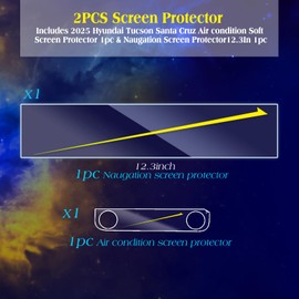 2PCS 2025 Hyun dai Tucson Tempered Glass Screen Protector Compatible with 2025 Hy undai Tucson Santa Cruz Screen Protector 12.3 Inch Tucson Accessories 2025 -HD (1pcs Glass Nav. &1pcs Nano AC Climate)