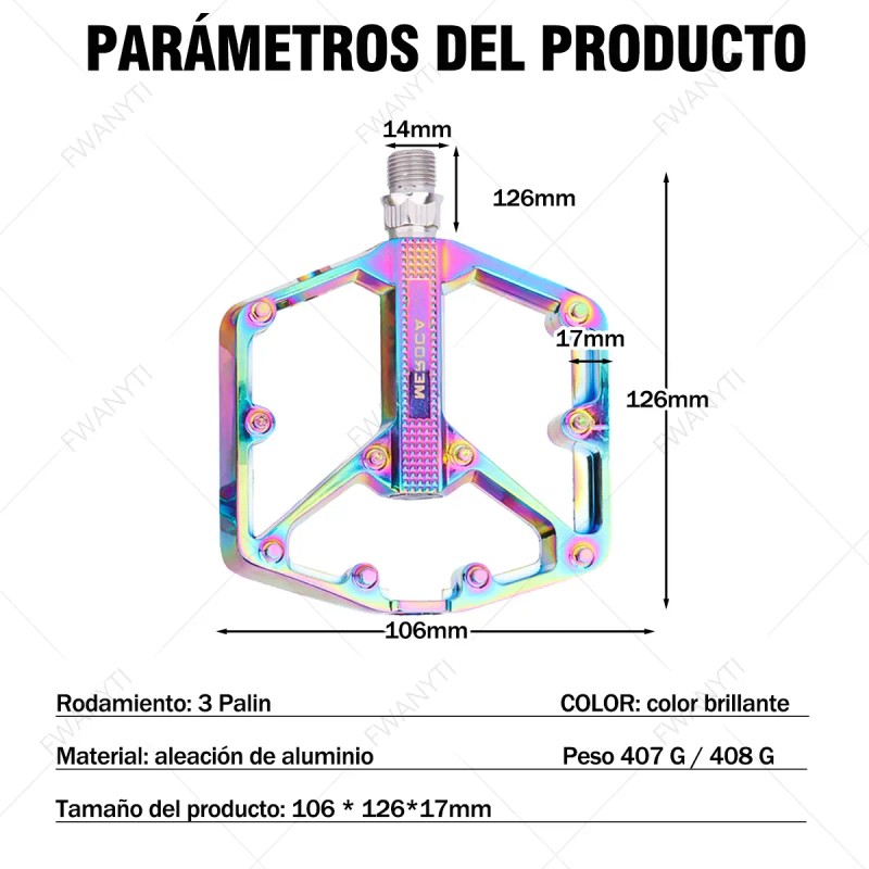 Pedal De Bicicleta Mtb Para Montaña Antideslizante Aluminio