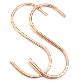 Handcrafted Copper S Hooks, Extra Large 4 inch, Heavy Duty, for Pots, Bird Feeders, Plants. Hand Forged and Made in USA, Set of 2