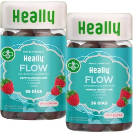 Paquete de 2 Gomitas Relajantes con L-Teanina y GABA, HEALLY Stress Free, Sabor Frambuesa, Adultos, 144 Gomitas, Veganas, Sin Azúcar, Sin Gluten, 100% Natural
