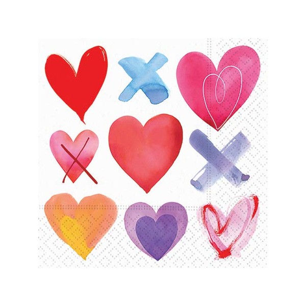 Servilletas de papel decorativas para el día de San Valentín, 16,5 x 16,5 cm, corazones coloridos