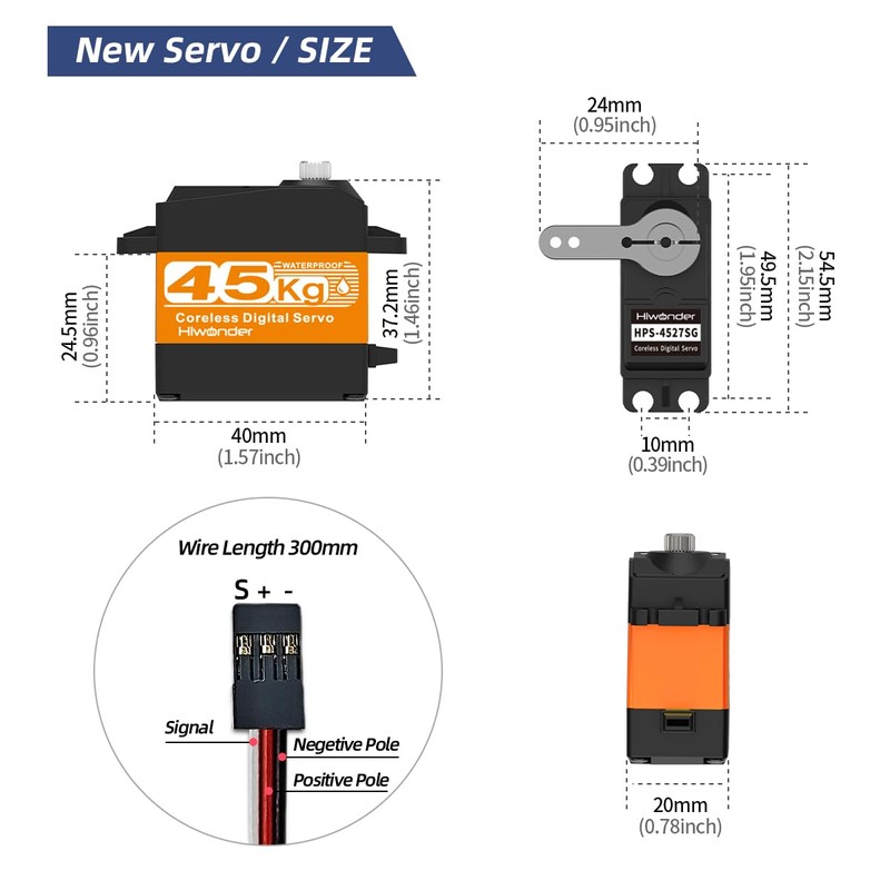 Hiwonder 45KG Servo Motor Waterproof High Torque Servo, High-Speed Coreless