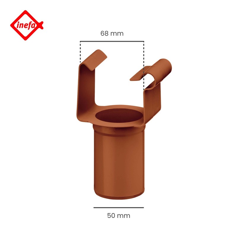 INEFA Drain pipe box-shaped, PVC-U NW68/DN50 brown hanging nozzle, gutter