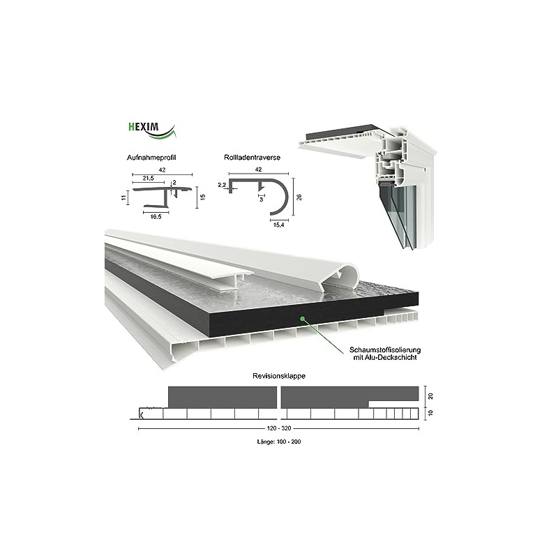 HEXIM PVC Roller Shutter Box Cover Complete Set, Roller Shutter