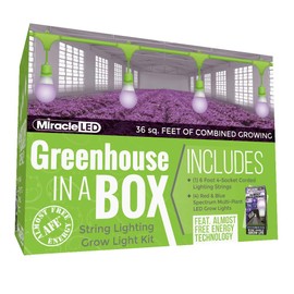 Miracle LED Almost Free Energy Greenhouse in a Box Grow Light Kit for Indoor Plants - 150W Red & Blue Spectrum Yield Bulbs & 4-Socket Corded Grow Light Fixture, 601761