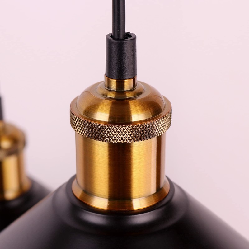FIRVRE 3-Lights Industrial Pendant Light, Black Adjustable Metal Pendant Lights,