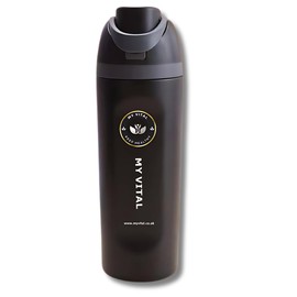 My Vital Premium Multi-Functional Insulated Travel Tumbler: Double-Walled Stainless Steel Water Bottle with Advanced Long-Term Hot and Cold Retention for Optimal Hydration On-The-Go, Black,20oz