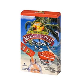 Margaritaville Singles To Go Water Drink Mix - Strawberry Daiquiri Flavored, Non-Alcoholic Powder Sticks (3 Boxes with 6 Packets Each - 18 Total Servings), 0.65 Ounce (Pack of 3)