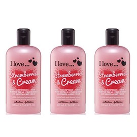 I LOVE Strawberries and Cream Bath and Shower Cream - Hydrating Body Wash and Bubble Bath - With Natural Fruit Extracts and Provitamin B5-500 ml