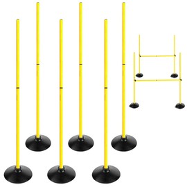 TNZMART Training Agility Poles Set Adjustable Soccer Training Poles Detachable Slalom Poles with Rubber Base (Pack of 6, 4.9 FT)