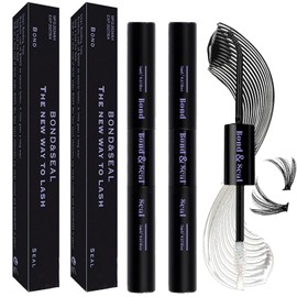 Qiveaory Lash Bond and Seal Kit 2Pcs DIY Lash Extension Waterproof Lashe Cluster Glue 72h Hold Portable Individual Lash Glue for Eyelash Extensions Beginners Black Bond&Clear Seal(5ml+5ml）