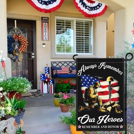 Aroxtms Memorial Day Patriotic Amercian Garden Flag 3Ply 4th of July Yard Flags for Outside 12x18 Inch Double Sided Independence Veterans Day Garden Flag Outdoor House Holiday Decorations