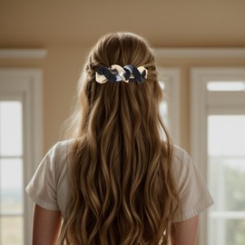 VOCOSTE Hair Barrettes for Women, Hair Barrettes for Thick Hair, Elegant French Barrettes Retro Hair Accessories for Women, Beige Black