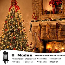 Christmas Tree Lights 2m 400LED Christmas String Lights Plug in Fairy Lights Plug in Christmas Decorations Xmas Lights Waterproof with 16 Strands 8 Modes Romote for Indoor Outdoor Decoration