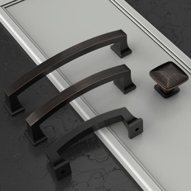 Amerdeco 10 Pack Oil Rubbed Bronze 4 Inch(102mm) Hole Centers Kitchen Cabinet Pulls Cabinet Hardware Kitchen Handles for Cabinets Cupboard Handles Drawer Pulls ZH0009ORB