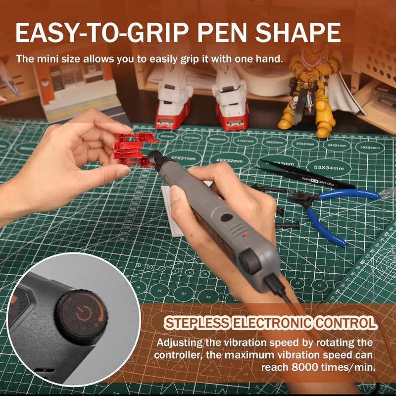 Cordless Pen Sander, Variable Speed and USB Charging with LED