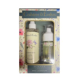 Crabtree and Evelyn Gift Set of Summer Hill Body Hydration Essentials - Soothing Body Mist and Body Oil