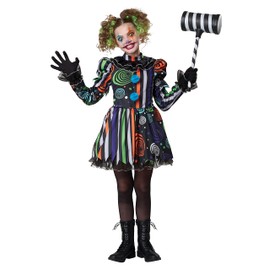 California Costumes Girl's Neon Nightmare Clown - Large, Black