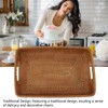 Serving Basket Tray with Handles Rattan Rectangle Large Capacity Durable