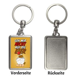speecheese Geh mir nicht auf die Eier Keyring with annoyed chicken practical key ring as a fun gift idea for friends and colleagues who you better not annoy in, multicoloured