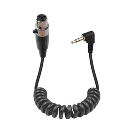 GELRHONR Mini 4pin XLR to 3.5mm TRS Stecker Audio Coiled Cable 90 Degree 1/8 Inch Mini XLR Female Spiral Cabel 50cm Short TRS Microphone Cable for Cell Phone MP3 Player Speakers