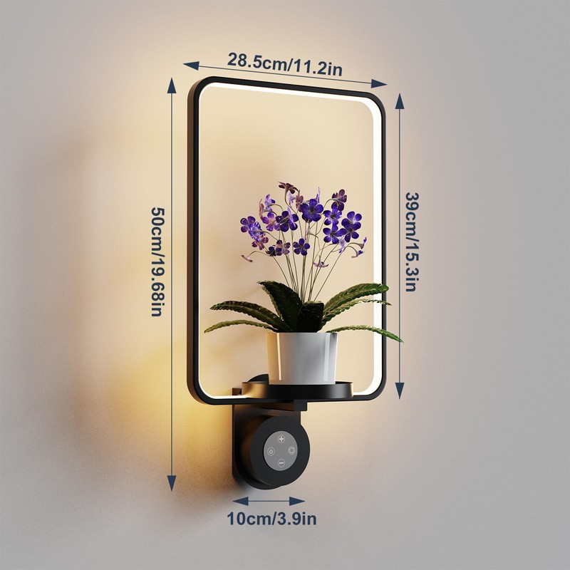 Starxing Wall Plant Holder with Light, 2 Pack Plant Wall