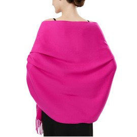 PASKMLNA Large Solid Color Pashmina Shawl Wrap Scarf 80" X 27" (#19 Hotpink)
