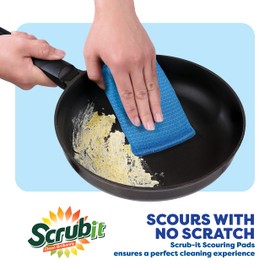 SCRUBIT Multi-Purpose Dish Scrub Sponge, Non Scratch Scouring Pads, Cleaning Sponges for pots, Dishes, & Non-Stick Cookware - Pot Scrubber Sponges for Kitchen & Bathroom - 12 Pack Dish Sponge - Blue