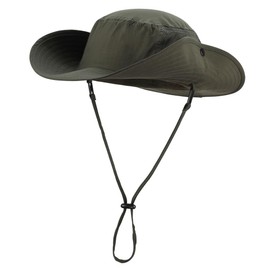 Connectyle UPF 50+ Safari Hat, Men's Sun Hat, Foldable, Wide Brim, UV Protection, Fishing Hat, armygre