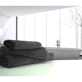 Luxury linenHall Spa, Quick Dry 450gsm, Waffle Bath Towel In Charcoal
