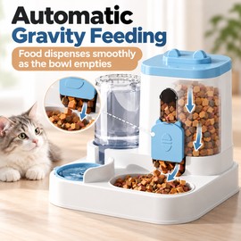 Automatic Cat Feeder and Water Dispenser for Daily Feeding – Gravity-Fed, Spill-Resistant Design for Cats and Dogs