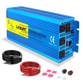 LVYUAN 2000 Watt Pure Sine Wave Inverter 12V to 110V 120V DC to AC with 3 AC Sockets, LED Display, Car Power Inverter for Vehicles Home RV Camping Truck Solar System