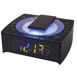 HANNLOMAX HX-336CD CD Player with Alarm Clock Radio, 1.2" RGB LED Display, Bluetooth, Digital Clock with Dual Alarm, Aux-in, AC Operation only. (Black)