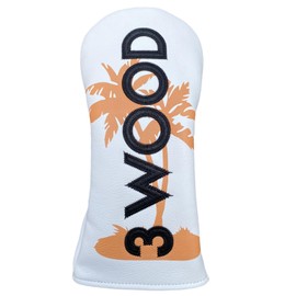 1pc or Golf Head Cover Headcover Set - Golf Head Covers for Woods and Driver - Golf Driver 3 Wood Hybrid Head Cover Headcover White with Palm Tree Golf Accessories for Golf Clubs (3 Wood Style)