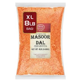 Spicy World Masoor Dal 8 Pound Bag (128oz) - Red Lentils Split - All Natural