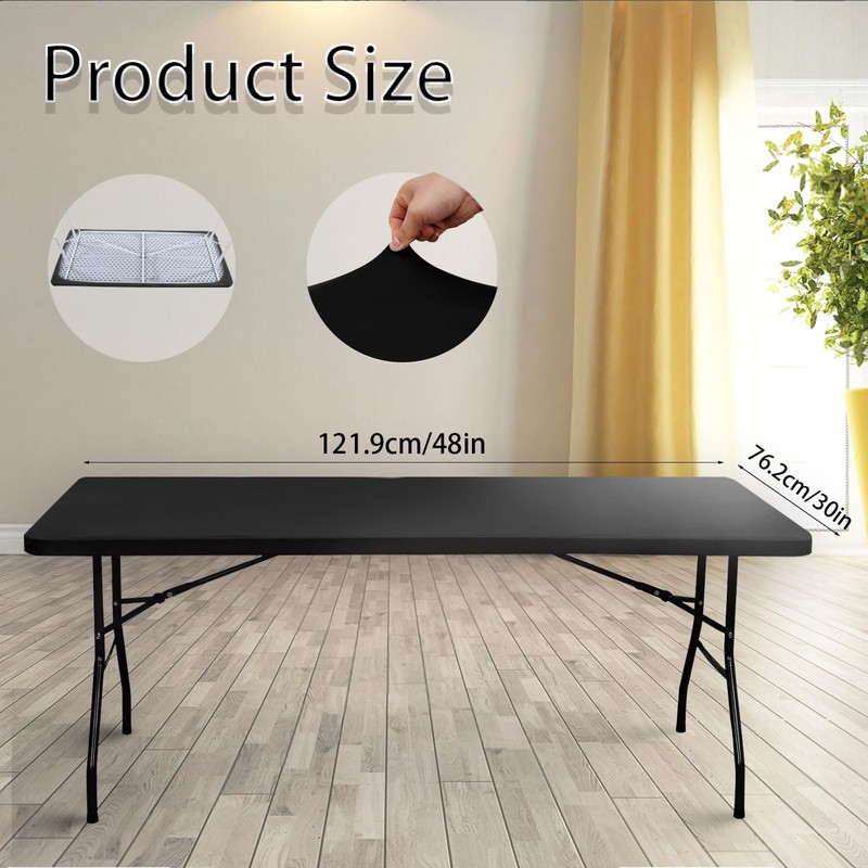 Roucerlin Rectangular Picnic Table Cover, Polyester Elastic Tablecloth for Folding